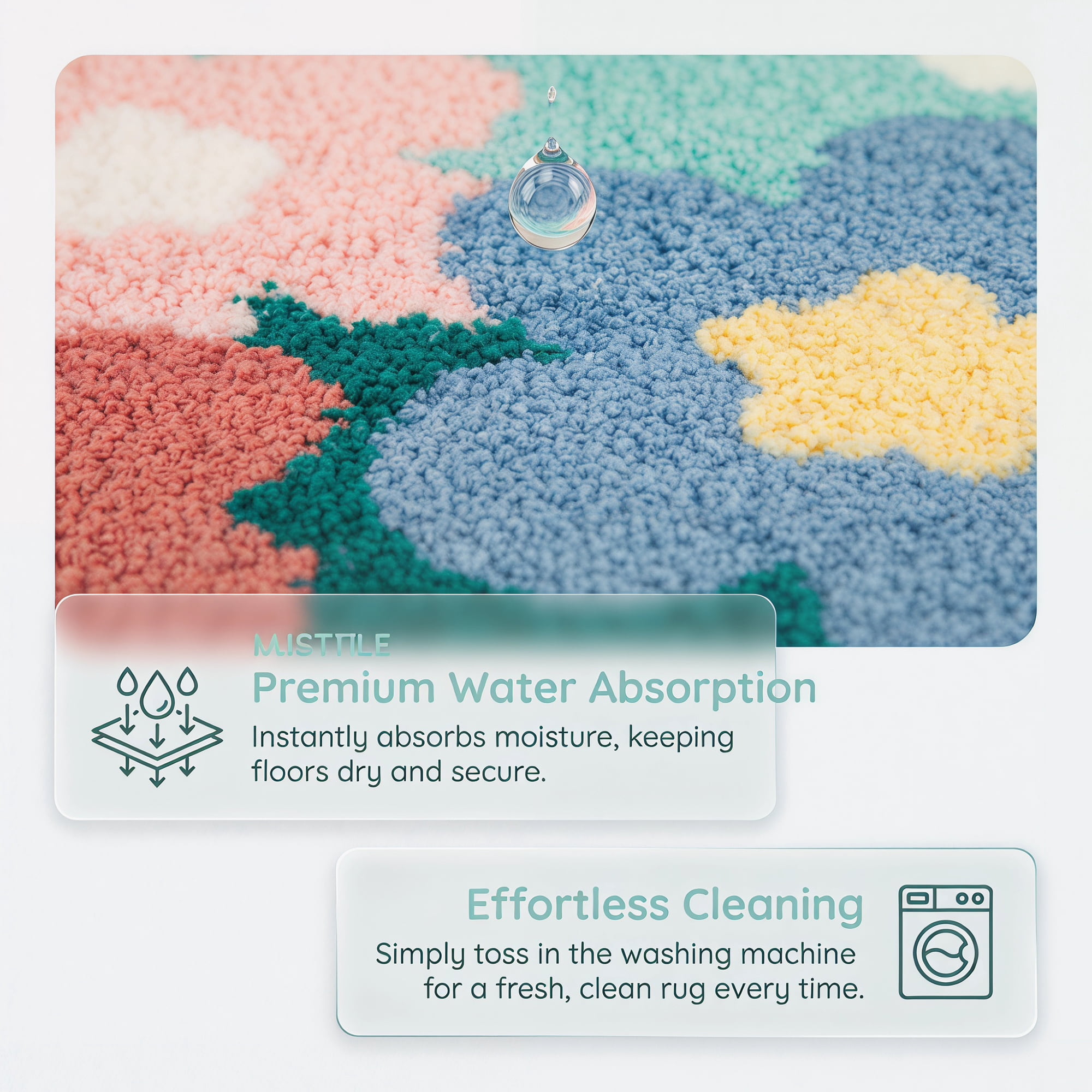 Unique Bargains Printed Rug Ultra Soft Absorbent Plush Bath Mat Green Flower 30" x 18"
