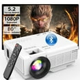 thumbnail image 1 of GCZ Mini Portable Movie Projector with Bluetooth 5.2, 7500LM Full HD 1080P Supported, 80" Projector Screen Included, 1 PCS, 1 of 7