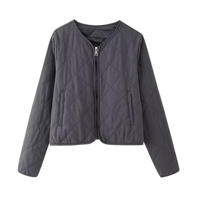 Soki Women's Quilted Zip Up Raglan Long Sleeve Bomber Jacket