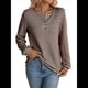 thumbnail image 1 of Camiseta Informal de Punto de Larga con Cuello Redondo y Botones A Rayas para Mujer Color Café M, 1 of 9