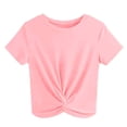 thumbnail image 4 of Girls T Shirts Summer Tops Short Sleeves Solid Color Tees Casual Crew Neck Basic Tees for Kids back to school, 4 of 5