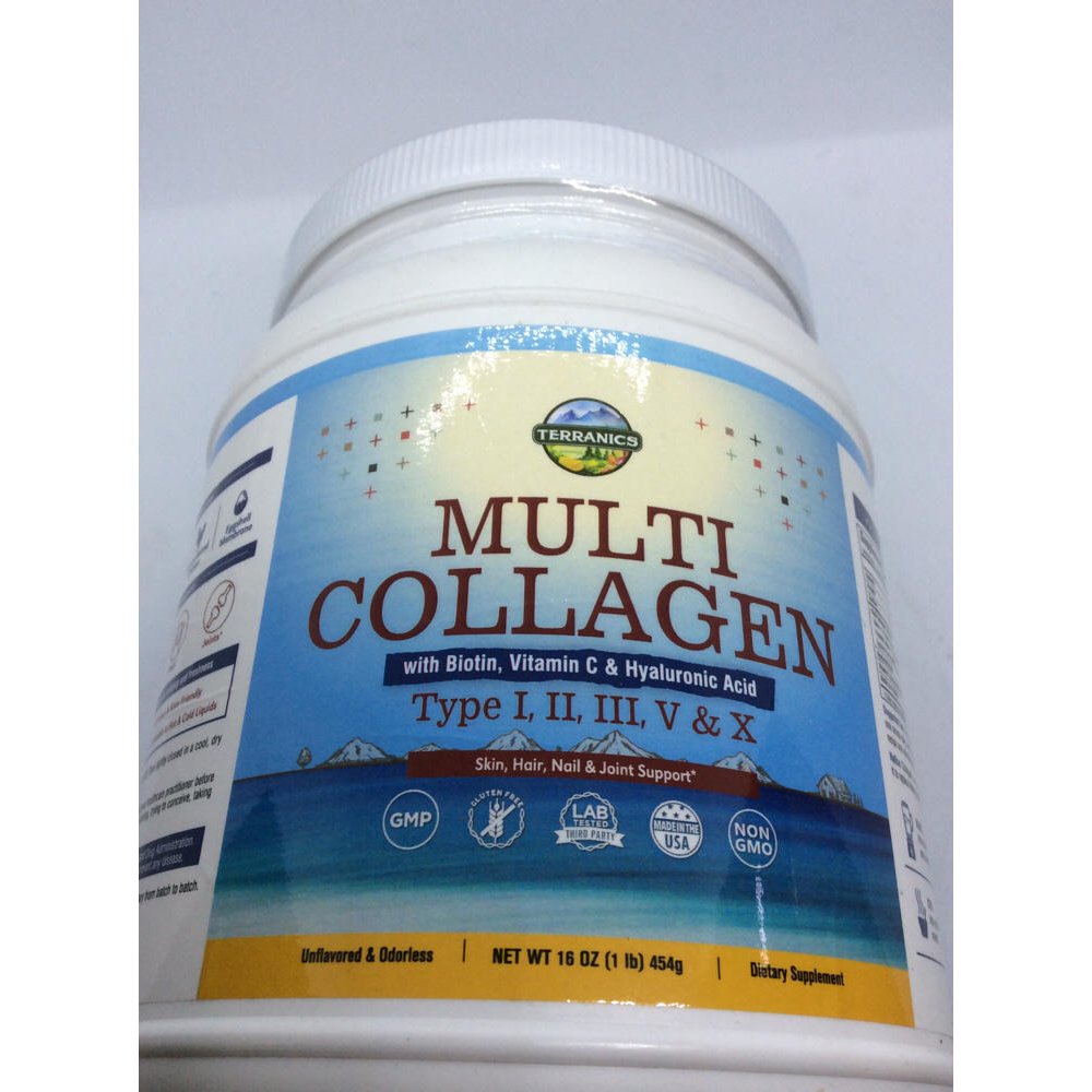 Multi Collagen Powder Type I II II V X with Biotin Vitamin C Hyaluronic Acid, Paleo & Keto