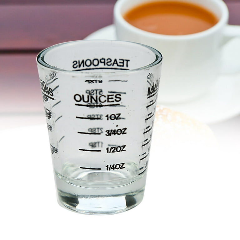 30ML Glass Measuring Cup Espresso Shot Glass Ounce Cup with Scale Kitchen  Measure Tool Supplies (Black) 