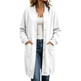 thumbnail image 5 of WIZUTIZ Women's Solid Color Button Front Jacket Mid-Length Long Sleeve Pockets Loose Fit Casual Winter Warm Coat Outerwear, 5 of 7