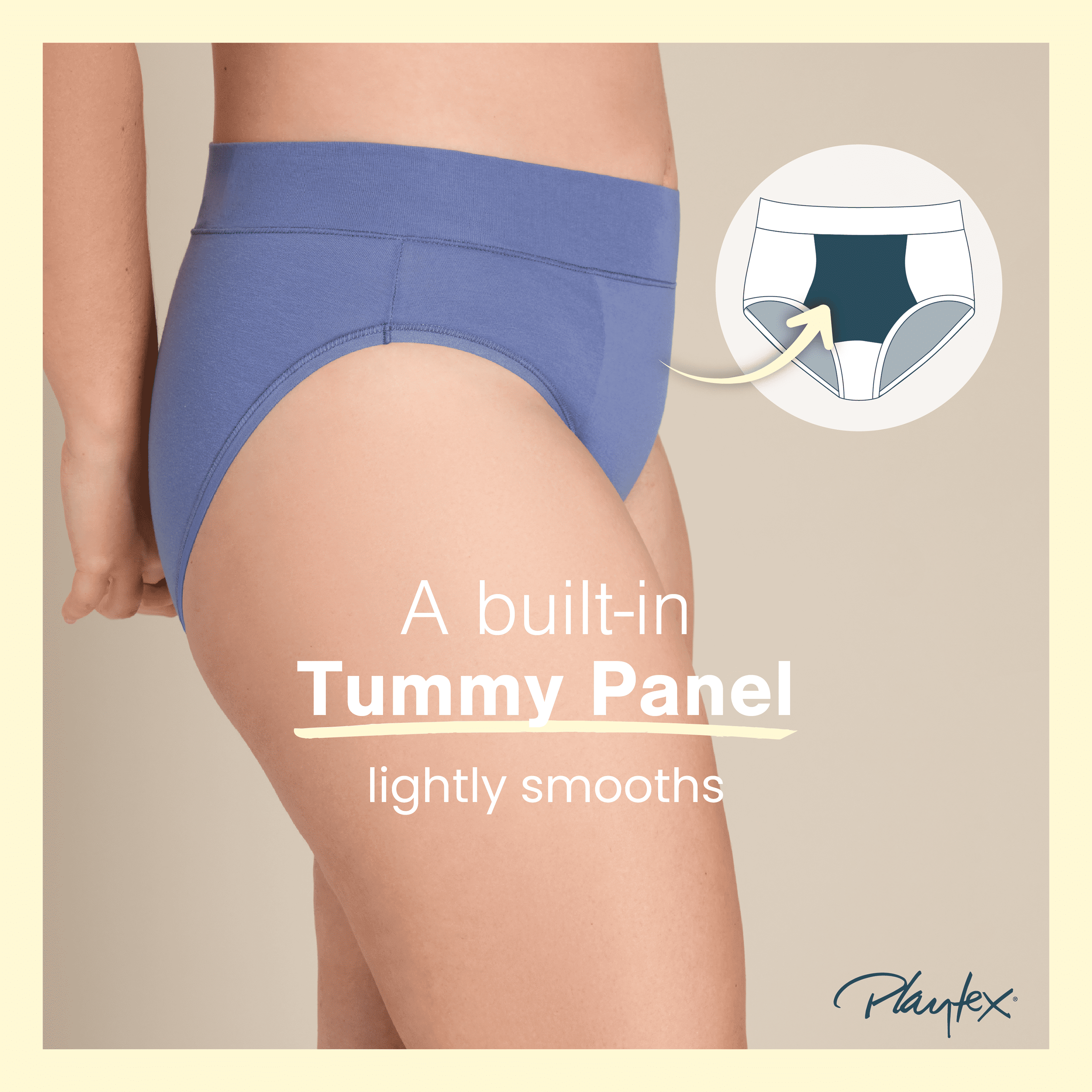 Playtex Women's Cotton Stretch Light Smoothing Underwear High-Leg Brief, 3-Pack