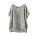 thumbnail image 5 of Womens Summer Tops Short Sleeve Solid Casual Loose Linen Shirts Top, 5 of 5