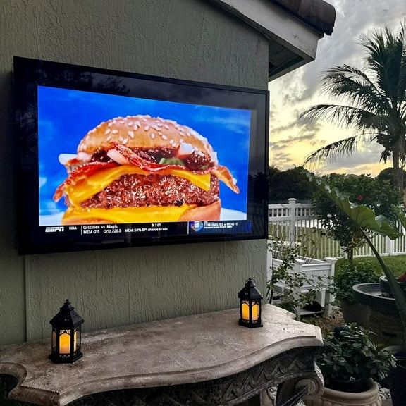 Ageszoe Outdoor TV Cover Weatherproof Protection,50-55" Black Television Enclosure with Bracket and Lock