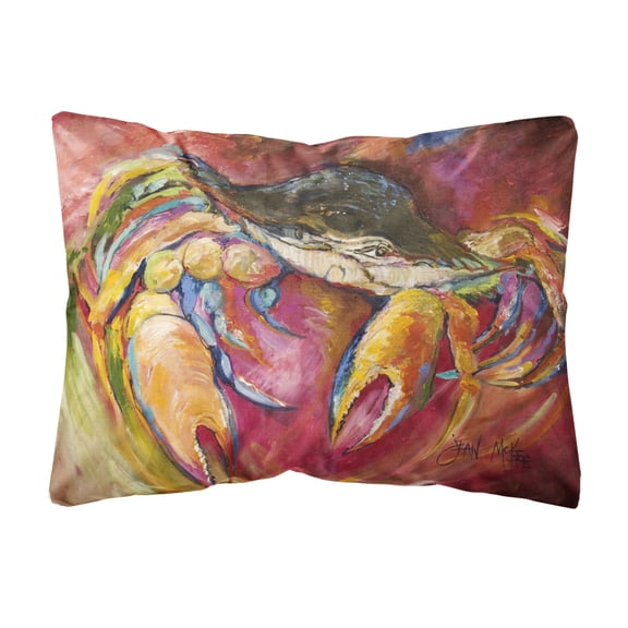 Carolines Treasures JMK1105PW1216 Blue Crab Stars Canvas Fabric Decorative Pillow  12H x16W multicolor