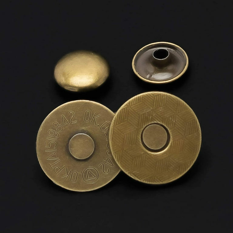 Trimming Shop Magnetic Clasp Snap Fastener Button Double Rivet Closures  (14mm, Bronze, 50pcs)