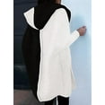 thumbnail image 6 of Women Fall and Winter Open Front Long Sleeve Hooded Knit Cardigan Color Block Outwear Coats Black & White L, 6 of 7