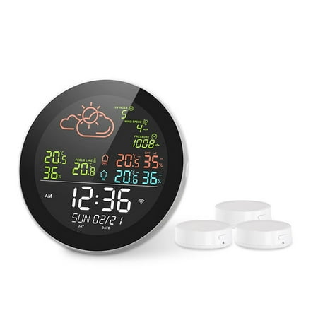 

Docooler Wifi Multifunctional Home/Office Weather Station Color Digital Display Clock Outdoor and Indoor Temperature Tester Hygrometer Weather Forecast Table Clock Compatible with Smart Life