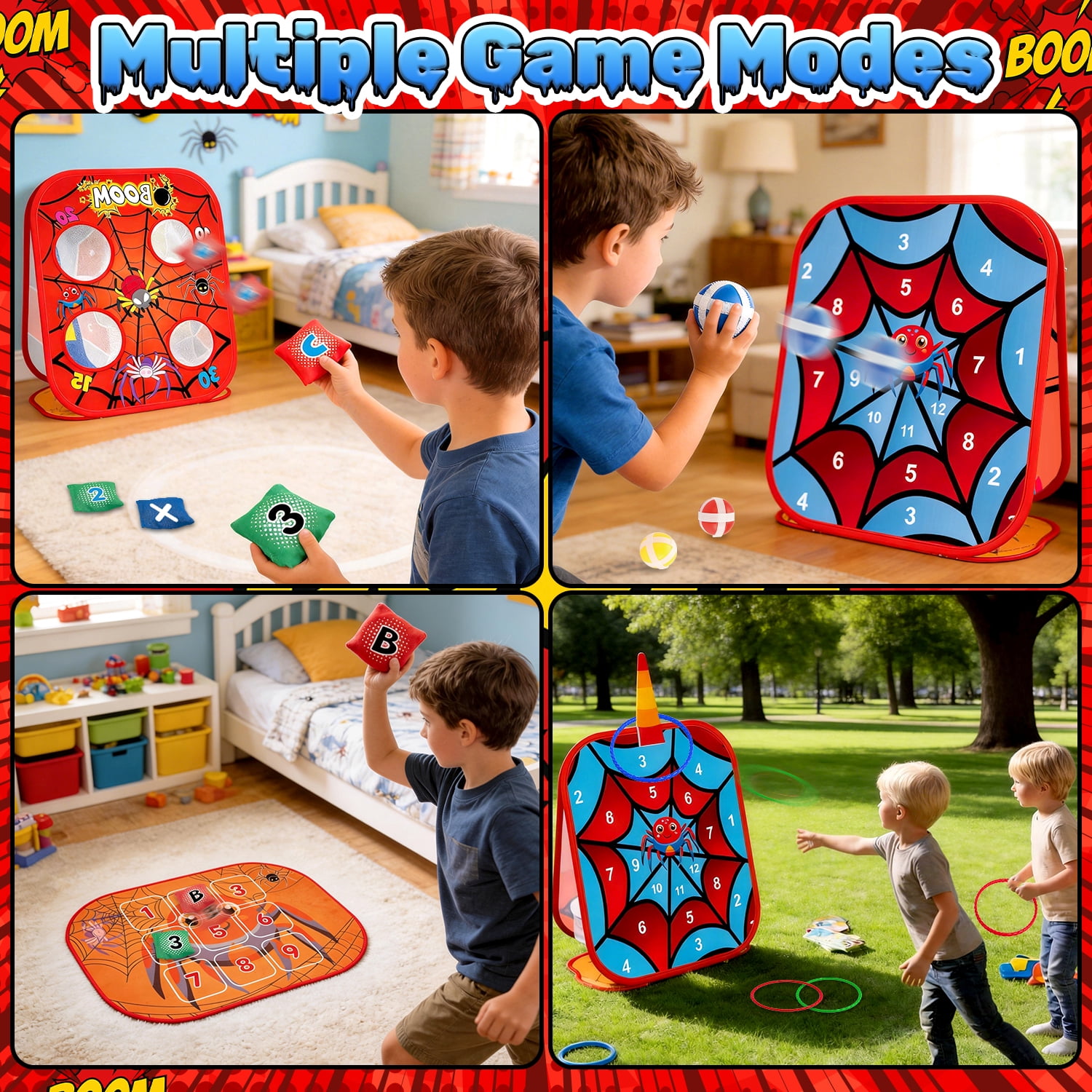 Caunedy 5 in 1 Bean Bag Toss Game Set,Family Party Supplies for Kids,Fun Outdoor Games Toys Gifts for Kids Age 3-10