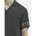thumbnail image 2 of No Boundaries Men's & Big Men's Button Down Embroidered Hem Summer Shirt, Sizes XS-5XL, 2 of 5