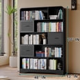 thumbnail image 2 of SOLACE FURNITURE Tall Bookcase,Modern 5 Tier Bookshelf with 3 Bins Storage & Open Shelf,Black, 2 of 8