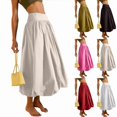 thumbnail image 6 of Women's Bubble Long Skirt Elastic Waist A-Line Pleated Ruffle Flowy Balloon Maxi Skirts with Pockets, 6 of 6