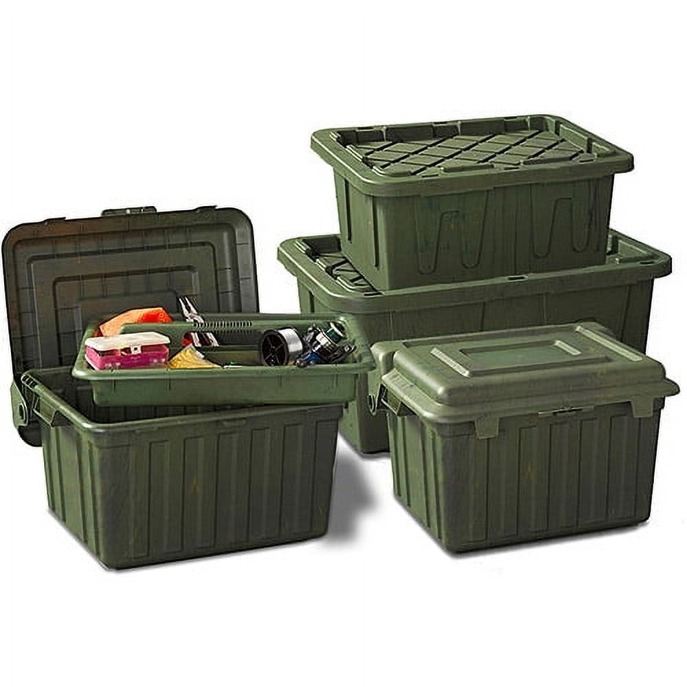 HOMZ Durabilt 27 Gallon Heavy Duty Storage Tote with Lid, Green