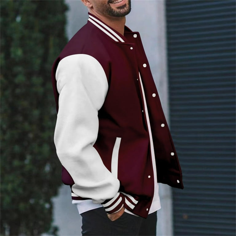 Varsity Jacket Men，Fashion Clothing，Mens Long Sleeve Sun