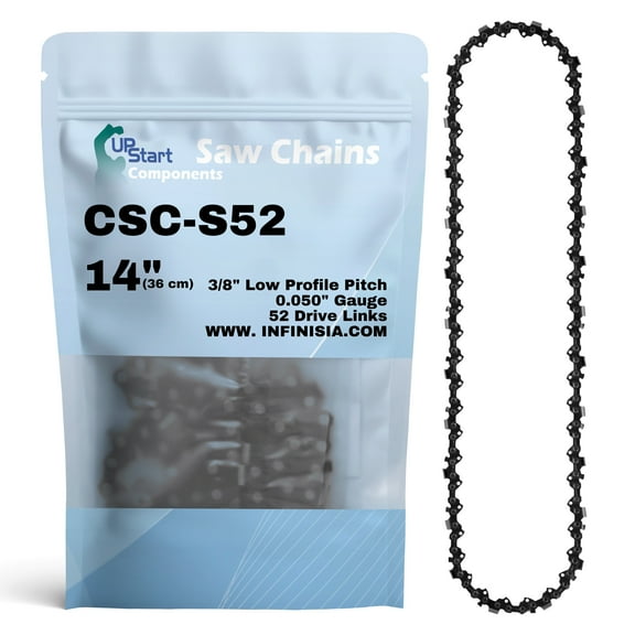 14-inch Chainsaw Chain Replacement for Jonsered CS 2139 T Chainsaws - S52 (14", 3/8" Low Profile Pitch, 0.050" Gauge, 52 Drive Links)