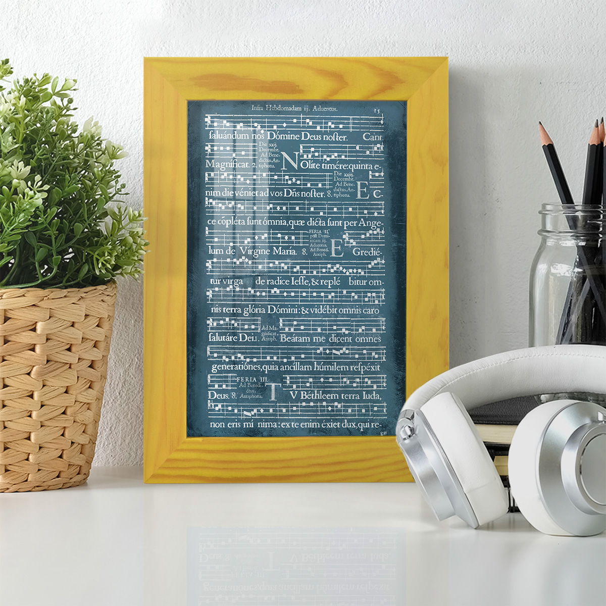 Graphic Songbook II - Framed Print w/glass - Sunflower Yellow
