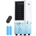 thumbnail image 1 of COOLECH Aires acondicionados portátiles con control remoto, 4 modos y 3 velocidades, sistema de alerta sin agua y tanque de 2.4 gal para enfriamiento de 20 horas, temporizador de 12 horas para apagado, 1 of 5