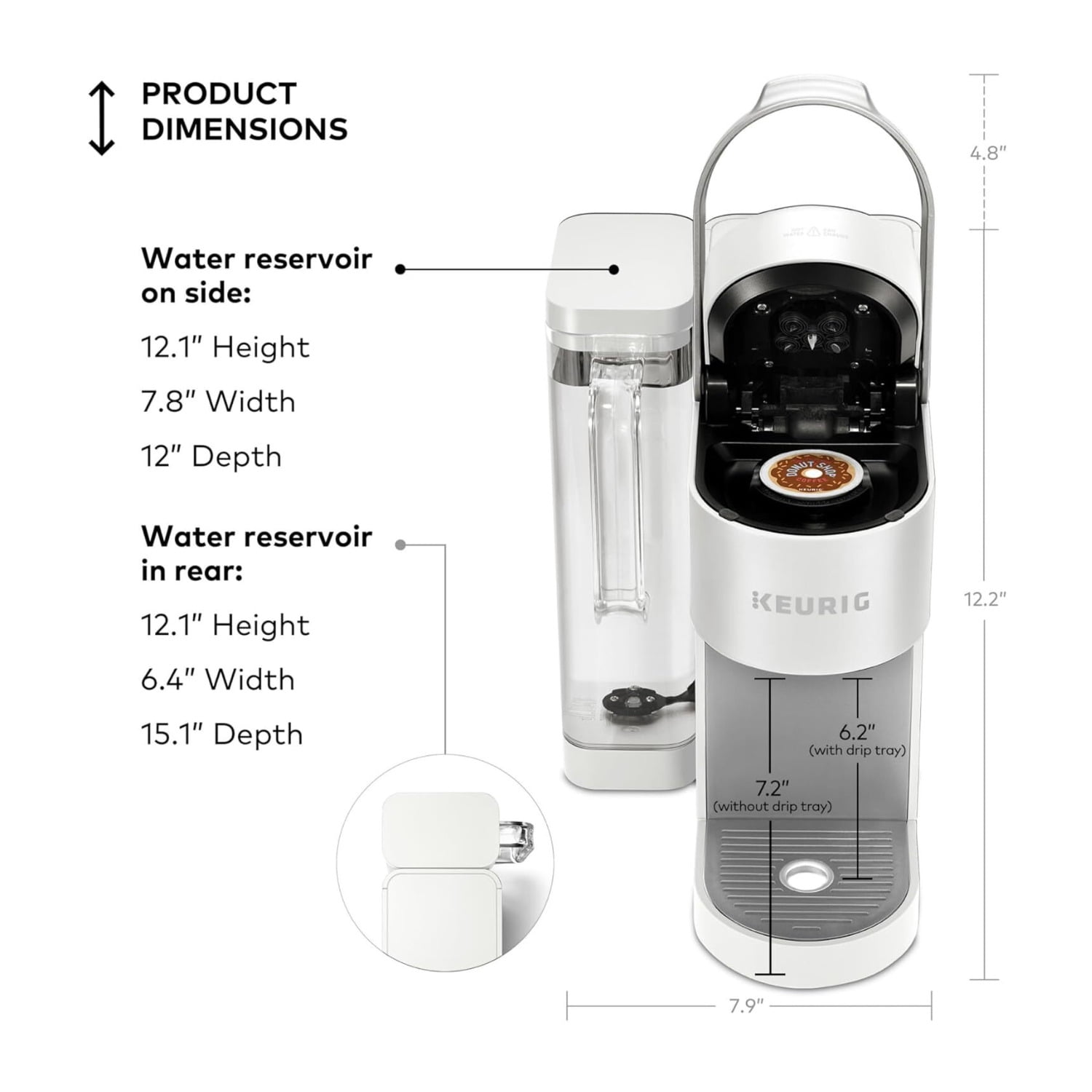 Keurig K-Supreme Single Serve K-Cup Pod Coffee Maker with MultiStream Technology, 4 Brew Sizes and 66oz Dual-Position Removable Reservoir (White)