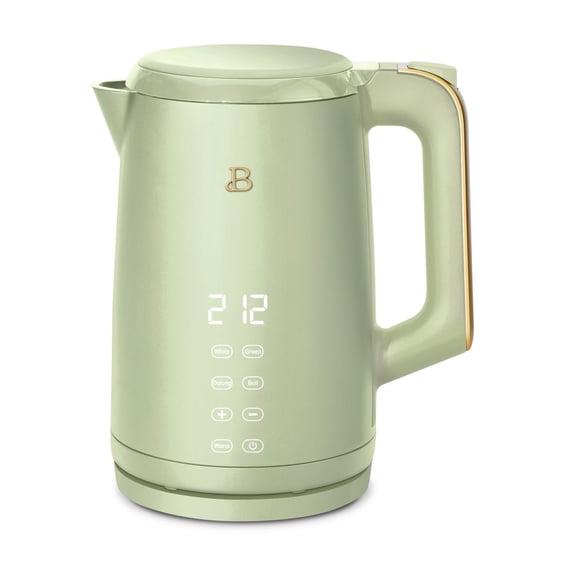 Beautiful 1.7-Liter Electric Kettle 1500 W with One-Touch Activation, Thyme Green by Drew Barrymore
