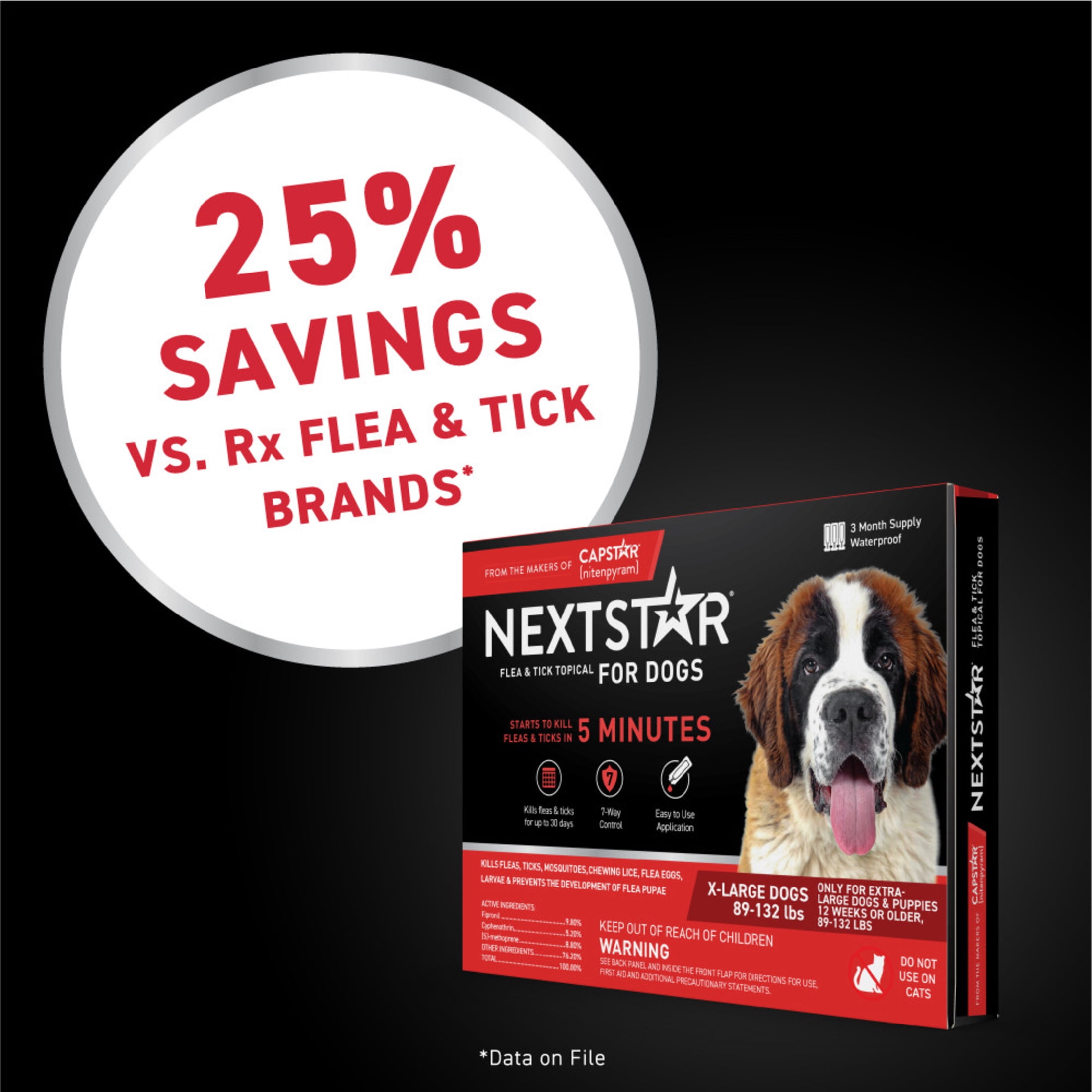 NEXTSTAR Flea & Tick Topical Prevention for Dogs 89-132 lbs, 3-Month Supply