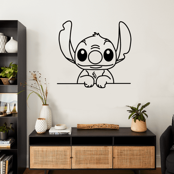 Smile Stitch Happy Lilo and Stitch Disney Cartoon Wall Sticker Art Decal for Girls Boys Room Bedroom Kindergarten Nursery House Fun Home Decors Stickers Wall Art Vinyl Decoration Size (28x30 inch)