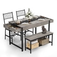 thumbnail image 1 of Space-Saving Dining Table Set for 4 – Rectangular Kitchen Table with 2 Chairs, 1 Bench, Double-Sided Storage Drawers & Rack – Farmhouse Breakfast Nook Furniture for Dining Room or Kitchen – Grey, 1 of 7