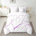 thumbnail image 3 of Manfei Marble Texture Road 7pcs Bedding Comforter Set,Modern Minimalist Artistic Queen Bedding Sets,Purple White Queen Sheet Sets For Adults,Microfiber Room Decoration, 3 of 9