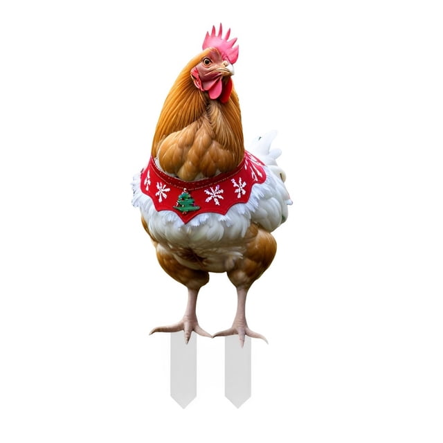 asddcavvf Christmas Animal Outdoor Garden Chicken Ground Plug Decoration Outdoor Christmas Animal Ground Plug 2D Small Garden Flags for outside with Sign Language Garden Label Outdoor Metal Cards for