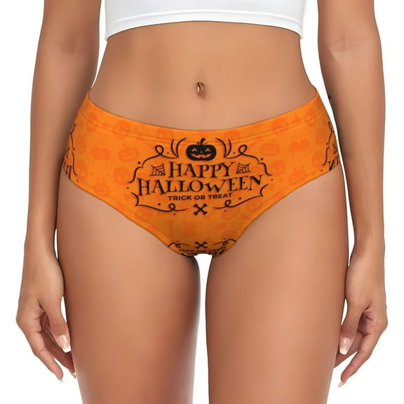 Womens Underwear - Happy Halloween Pumpkin No Show Seamless Underwear for Women, Stretch Women's Panties, Hipster Soft Comfort Ladies Panties Bikini Underwear Briefs