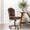 thumbnail image 3 of Oakes French Country Upholstered Swivel Office Chair, Dark Brown and Natural, 3 of 9