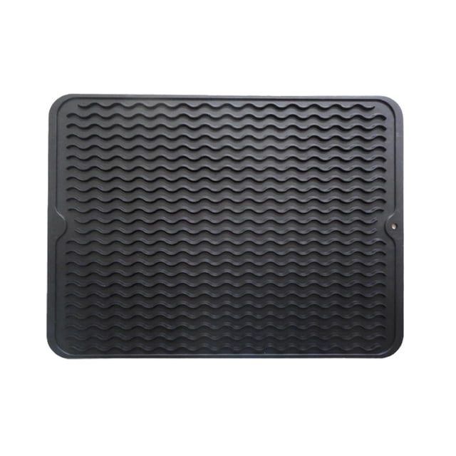 Estera de silicona para secar platos, escurridor de platos, resistente, compacta, fácil de limpiar, almohadilla de secado higiénica para revestimiento negro