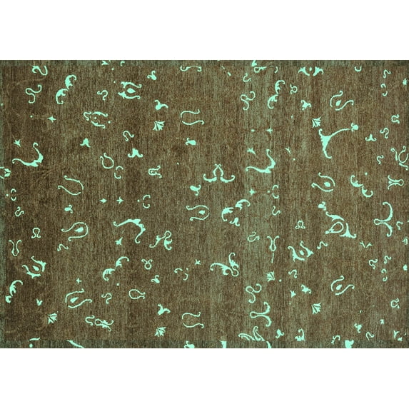 Ahgly Company Indoor Rectangle Abstract Turquoise Blue Modern Area Rugs, 8' x 10'