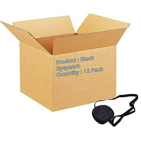 AMZ Supply Black Eyepatch Convex Elastic Adjustable Strap for Kids and Adults Elastic Head band Pack of 12