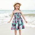 thumbnail image 2 of Robes pour Fillettes Imprimé Floral à Bretelles Légères Été avec Attaches Réglables Tenues Décontractées de Plage Robe Fille Taille 3-4T, 2 of 4