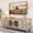 Antique White, variant on 60 Inch Farmhouse TV Stand with 4 Drawers and Glass Doors for Living Room, Rustic Distressed Media Console, Antique White