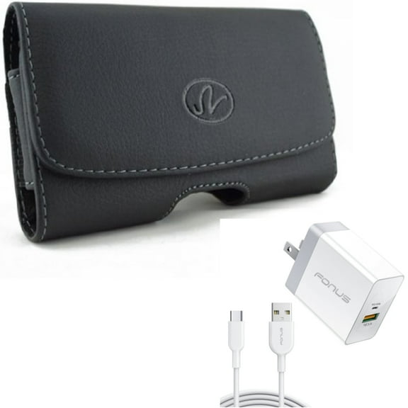 36W PD Home Charger w Case Belt Clip for Samsung Galaxy S22 Plus,S21,S21 Plus,S21 S20 Plus,S20 Fan Edition,Fan FE 5G - Fast Type-C 6ft Long Cable USB-C, Leather Swivel Holster