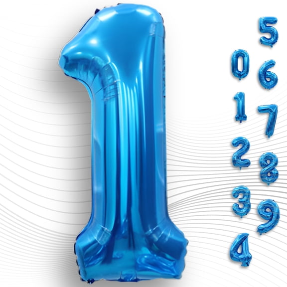 16” Blue Number 1 Balloon - Air Inflatable Only Metallic Dark Blue Mylar Foil 1 Balloons Numbers for 1st Birthday Party, Anniversary, Grade 1 Decor