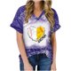 thumbnail image 2 of Fiudx Ofertas Flash Del Día Solo En Línea Blusa Holgada de Manga Corta con Cuello En V Informal Estampada a La Moda para Mujer, 2 of 5
