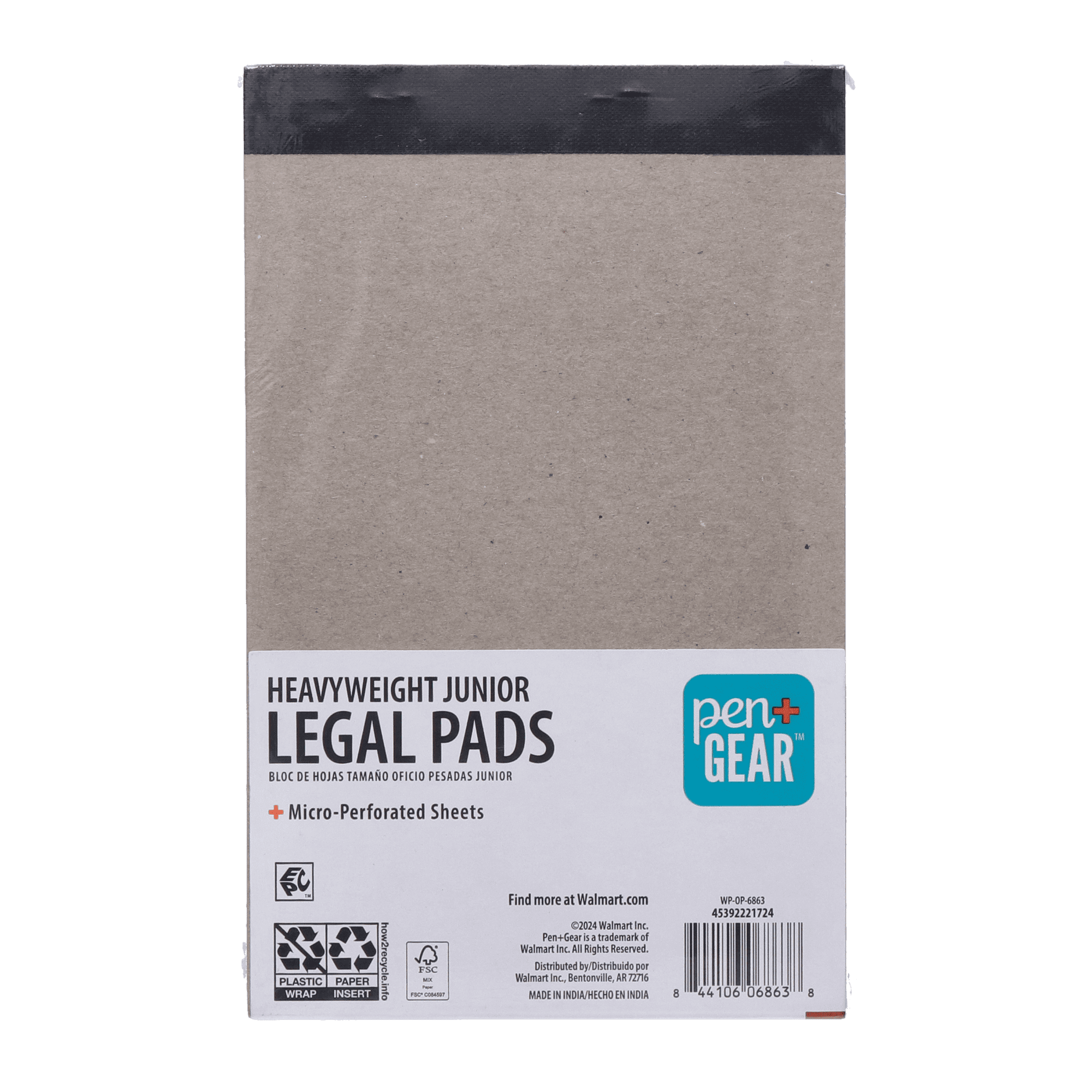 Pen+Gear Narrow Ruled Heavyweight Junior Legal Pads, 5"x8", White Paper, 50 Sheets Each, 100 Pages, 6 Pack