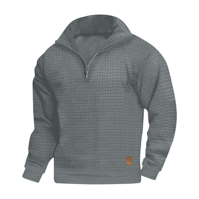Blusa y camisa de manga larga con cuello alto para hombre, informal, lisa, con cremallera y manga larga