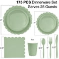 thumbnail image 5 of Inadays 175Pcs Disposable Party Supplies Includes Green Paper Plates Cup Napkins Forks Spoons Knives, Dinnerware Set for Garden Party Birthday BBQ Baby Shower Wedding, Serve 25 Guests, 5 of 7