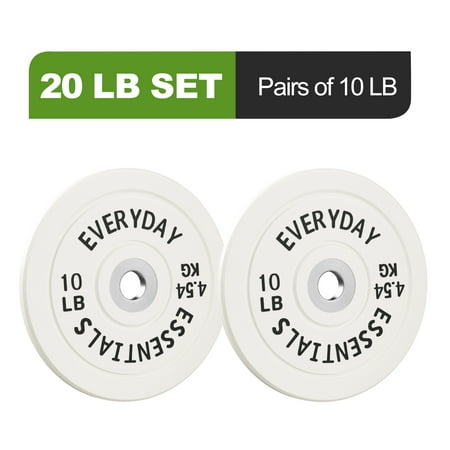 FlexWave 10LB Olympic Bumper Plates Pair, 2-Inch Rubber Weight Plates with Steel Hub, Color-Coded, for Strength Training & Home Gym