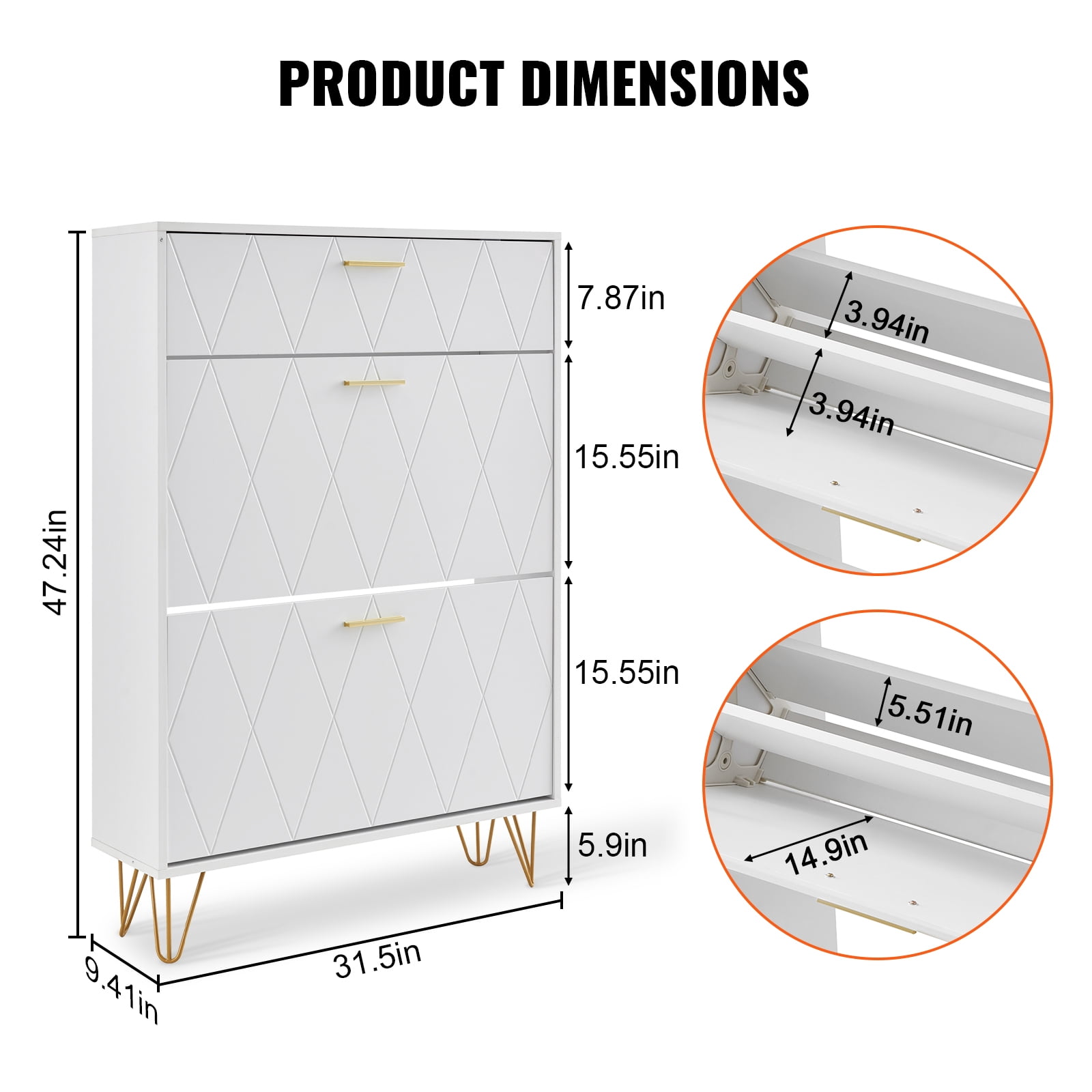 KFFKFF Shoe Cabinet with Triple Flip Compartments, Entryway Shoe Rack, Upright Shoe Holder for Various Footwear, Ideal for Hallway, Living Space