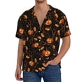 thumbnail image 7 of Lsque Halloween With Pumpkins print Men's Cuban Collar Short Sleeve Shirt Summer Beachwear Casual Button Down Fashionable Vacation Leisure Shirt-XX-Large, 7 of 7