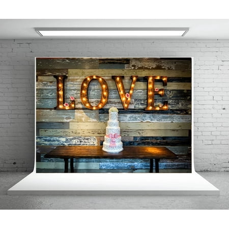 MOHome 7x5ft Grey Wood Photo Backdrops Glitter Love Studio Photography Background Valentine's Day Background for Photo Booth Props