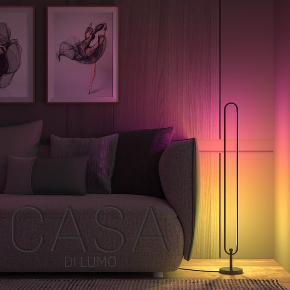 Infinity Floor Lamp RGB LED - 360  Multicolour Effects - Modern & Minimalist Living Room, Bedroom, Home Lighting (Onyx)