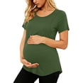 thumbnail image 3 of RongHuan Women's Maternity Shirts Short Sleeve Split Hem Pregnancy Tops Comfy Crew Neck T Shirt, 3 of 8